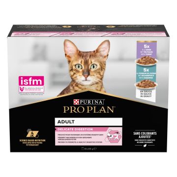 Purina Pro Plan Delicate Digestion Chat Adulte Dinde & Poisson en Sauce 10x85g