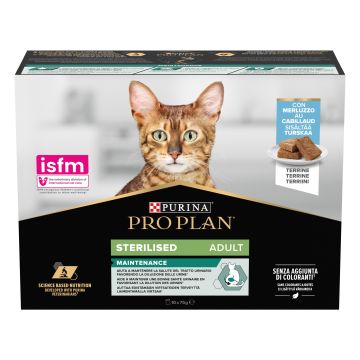 Purina Pro Plan Maintenance Terrine Chat Stérilisé Adulte au Cabillaud 10x75g