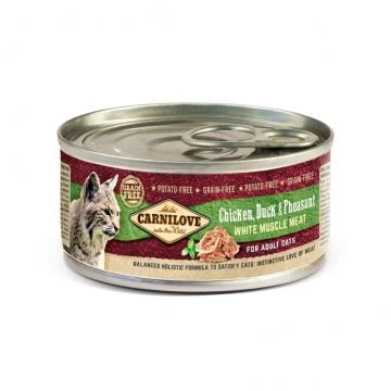 Carnilove Chat Adulte - Poulet, Canard et Faisan - Boite de 100g