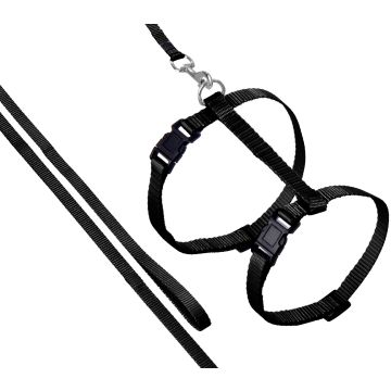 Kattenharnas + Lijn Ziggi Zwart 20-35cm 10mm