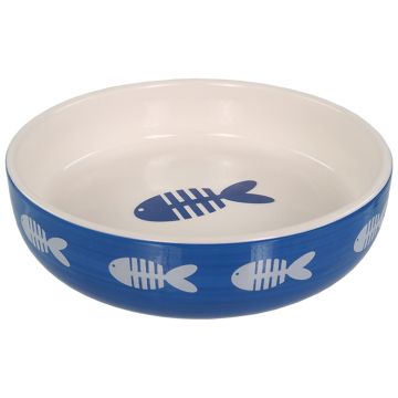 Magic Cat Gamelle En Céramique Avec Motif De Poisson - Bleu/blanc - 13x4cm