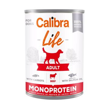 Calibra Life Chien Adulte Monoprotein au Bœuf et Carottes en Boîtes 6x400g