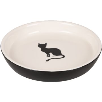 Eetschaaltje Kat Nala Keramisch Rond Zw-wit 180ml 15cm