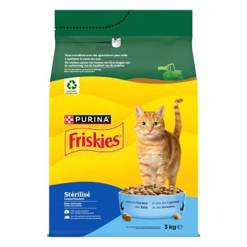 Friskies Croquettes pour Chats St&eacute;rilis&eacute;s au Saumon et L&eacute;gumes 3kg