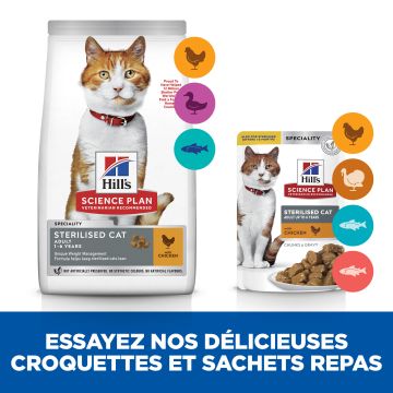 Hill's Science Plan Adult Sterilised Croquettes Et Boîtes Pour Chat Stérilisé au poulet