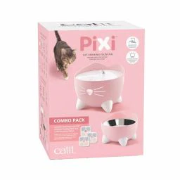 Cat It Combo Kit Fontaine à l' Eau et Gamelle pour Chats Rose