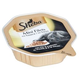 Sheba Mini Filets Barquette En Sauce pour Chat Au Poulet & Dinde 85g