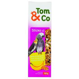 Tom&Co Sticks pour Grand Perruche et Perroquet aux Noix&Bananes 2x80g