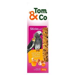 Tom&Co Sticks voor Grote Parkiet en Papegaai met Honing&Ei 2x80g