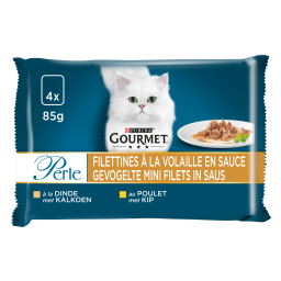 Gourmet Perle Chat Filettines En Sauce À La Volaille Adult 4x85g