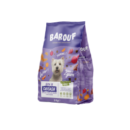 Barouf Little Crunch Riche en Poulet, à La Patate Douce, Aux Tomates Pour Chien Adulte Sterilise 3kg