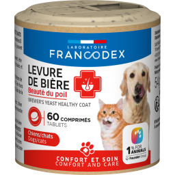 Francodex Levure de Bière Beauté du Poil pour Chiens et Chats 60 Comprimés