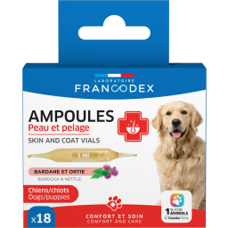 Francodex Peau et Pelage Ampoules pour Chiens et Chiots 18 pièces
