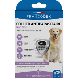 Francodex Collier Antiparasitaire en Icardine Noir pour Chien