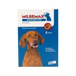 Milbemax Kauwtablet Grote Hond +5kg 4 Tabletten
