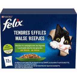 Felix Chat Tendres Effilés Sélection de La Campagne en Gelée Avec Des Légumes Adult 12x85g