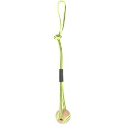 Flamingo Jouet Chien Juru Corde À Tirer avec Balle Beige & Jaune Fluo 55cm