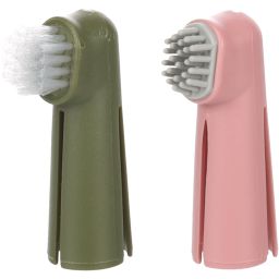Flamingo Set Brosse À Dents De Doigt Dentes Rose Vert