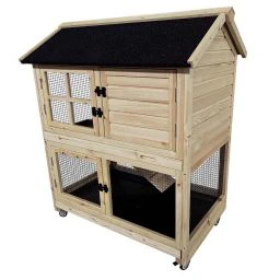 Duvo+ Woodland Konijnenhok met Wielen Flappy Pinus 98x65x113cm