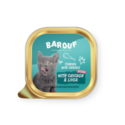 Barouf Barquette pour Chat Poulet & Levier 100g