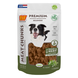 Bf Petfood Meat Chunks Rund&hert 200g