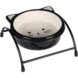 Flamingo Gamelle pour La Nourriture Et L'Eau avec Support Chat Ansu Noir-Blanc Rond 230ml