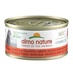 Almo Nature HFC Complete Boîte pour Chats au Saumon, Thon et Carottes 70g