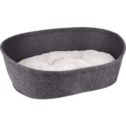 Panier Xepp Feutre Oval Gris Foncé + coussin Gris Clair 68x47x23cm