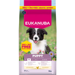 Eukanuba Puppy Croquettes pour Chiens Moyens au Poulet 15+3kg Promo