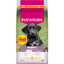 Eukanuba Puppy Croquettes pour Chiens Larges au Poulet 15+3kg Promo