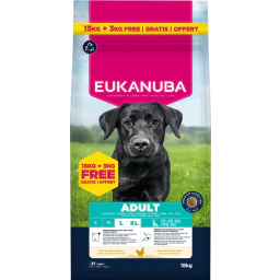 Eukanuba Adult Croquettes pour Chiens Larges au Poulet 15+3kg Promo