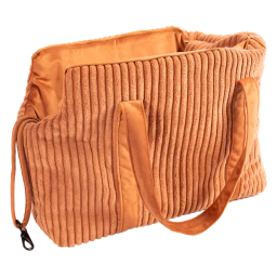 Good Ribgestreepte Velvet Draagtas voor Hond Koper 40x20x30cm