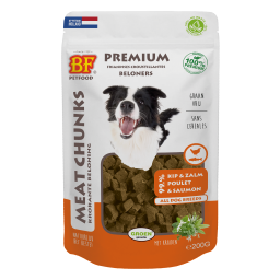 Bf Petfood Meat Chunks Kip&zalm 200g