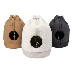 District 70 CASA Teddy Sac de Couchage Crème pour Chats avec Coussin