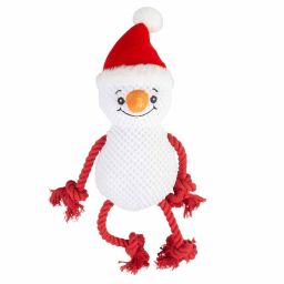Duvo+ Noël Peluche avec Corde Bonhomme de Neige 35x14x8cm