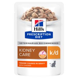 Hill’s Prescription Diet K/D – Kattenvoer met Kip – Maaltijdzakjes 12x85g