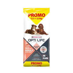 Opti Life Adult Soin de Peau Croquettes pour Chiens Moyens et Large 12,5+2,5kg Gratis