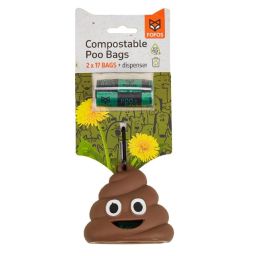 Poepzakjeshouder emoji + 34 zakjes composteerbaar