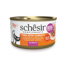 Schesir Natvoer voor Katten met Tonijn & Wortel in Bouillon 12x70g