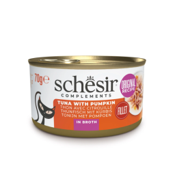 Schesir Natvoer voor Katten met Tonijn & Pompoen in Bouillon 12x70g
