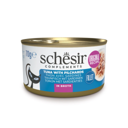 Schesir Natvoer voor Katten met Tonijn & Sardines in Bouillon 12x70g