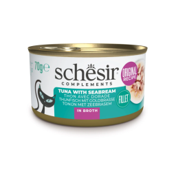 Schesir Natvoer voor Katten met Tonijn & Goudbrasem in Bouillon 12x70g