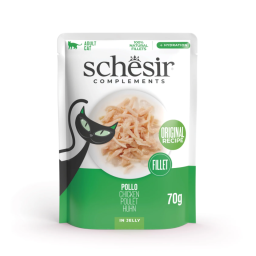Schesir Natvoer voor Katten met Kipfilet in Gelei Zakjes 12x70g