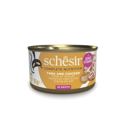 Schesir C&B Natvoer voor Katten met Tonijn en Kip in Bouillon 12x85g