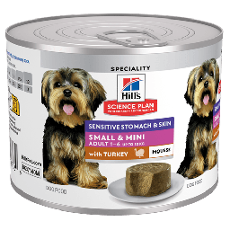 Hill’s Science Plan Sensitive Stomach & Skin Nourriture Humide à la Dinde pour Petite et Très Petite Chien Adulte 12x200g Boite