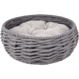 Panier Zinzi Rond Gris Foncé + Coussin Gris Clair 46x46x14cm