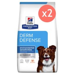 Lot de 2 sacs Hill's Prescription Diet Derm Defense croquettes pour chien au poulet 12Kg