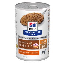 Hill's Prescription Diet k/d + Mobility hondenvoer met Kipsmaak blik 12x370g