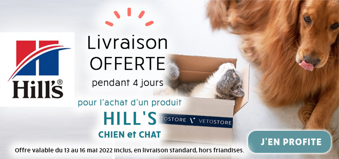 Livraison offerte pendant 4 jours pour l'achat d'un produit Hill's chien et chat