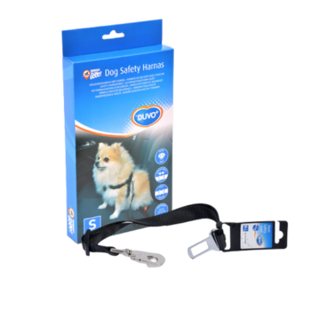 Een autoharnas en een autogordel voor honden